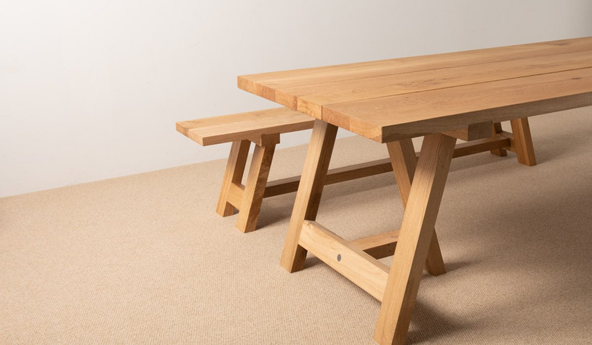 Bespoke Wooden Dining Table and Bench